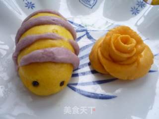 卡通馒头---毛毛虫﹠玫瑰花﹠小刺猬的做法