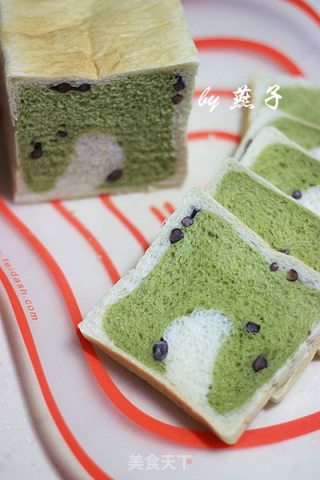 抹茶蜜豆双色土司的做法