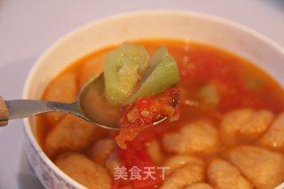 鲜美多彩的番茄丝瓜油面筋汤的做法