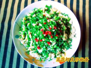 菜花虾皮炒嫩蛋的做法