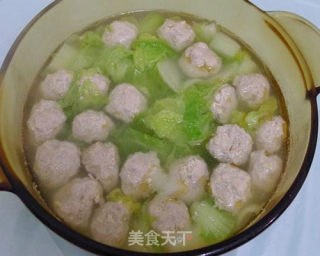 小白菜丸子汤的做法