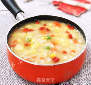 枸杞玉米五彩羹的做法