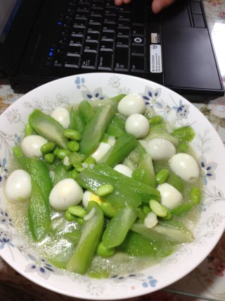 丝瓜毛豆鹌鹑蛋的做法