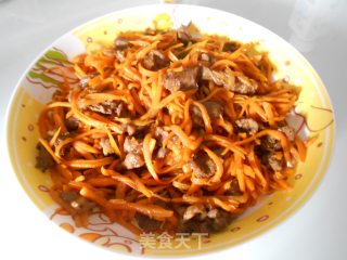 胡萝卜丝炒牛肉的做法