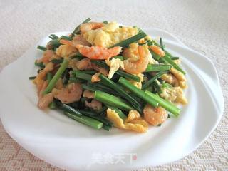 韭苔虾仁炒鸡蛋的做法