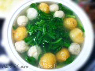 鸡毛菜丸子汤的做法