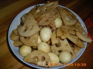 藕片瘦肉溜鹌鹑蛋的做法