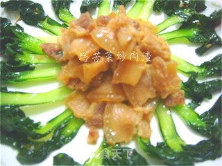塔苦菜炒肉渣的做法