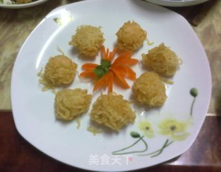 金丝缠虾球的做法