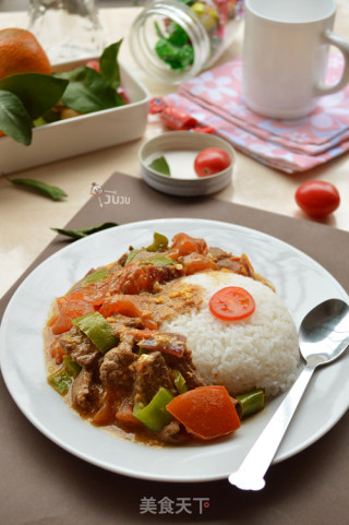 番茄牛肉滑蛋饭的做法