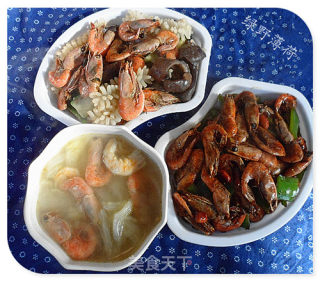 一斤甜虾三道菜——甜虾爆双鲜的做法