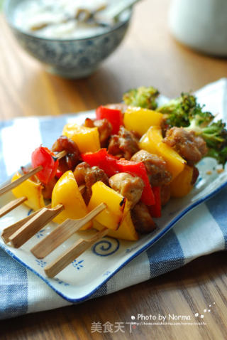 时蔬鸡肉烤串的做法