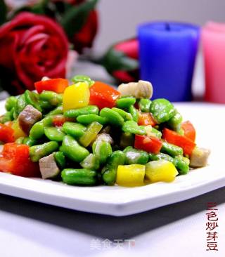 家常小炒“三色炒芽豆”的做法