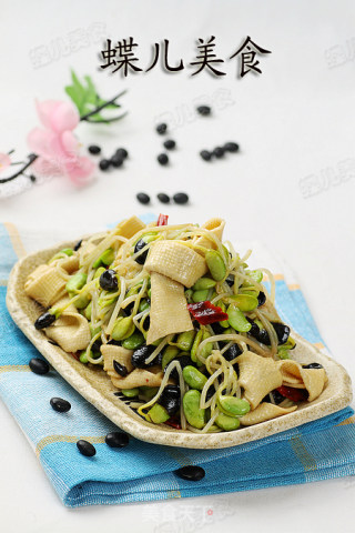 豆腐结炒有机黑豆芽的做法