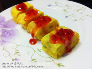 超简单快手早餐——火腿厚蛋烧的做法