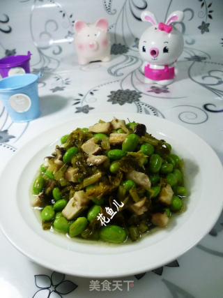 雪菜香菇炒毛豆的做法