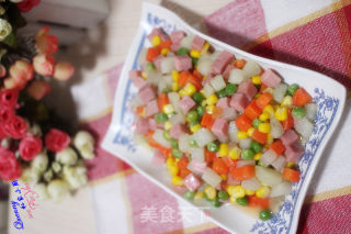 【彩蔬火腿丁】——家常简单快手菜
