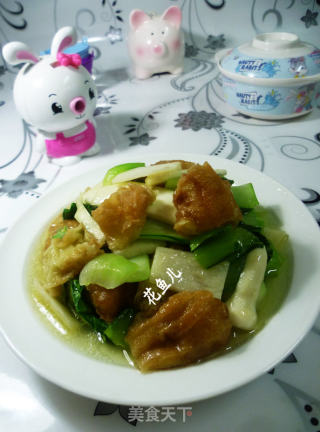 茭白青菜炒油条的做法