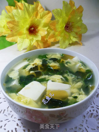 菜芯干鸡蛋豆腐汤的做法