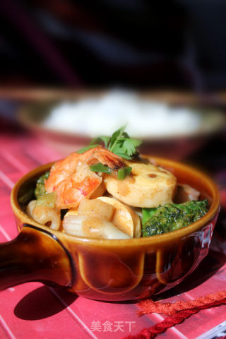 咖喱海鲜豆腐煲的做法