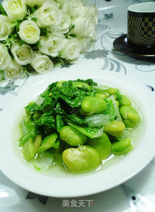 蚕豆炒五号菜的做法