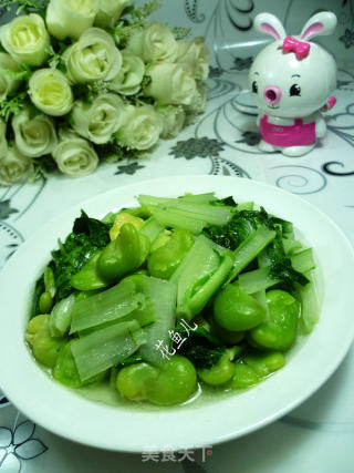 小白菜炒蚕豆的做法