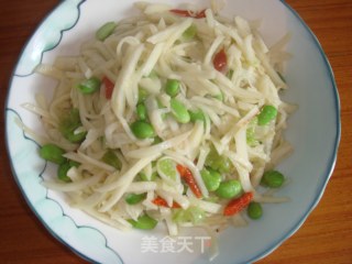 茭白丝炒毛豆的做法