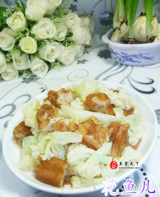 油条炒花菜的做法