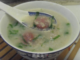 麦片腊肠粥的做法