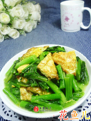 荷叶蛋炒油菜蕻的做法