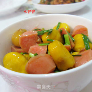 板粟炒火腿的做法