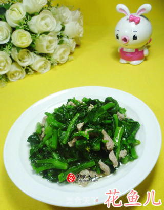 里脊肉炒油菜蕻的做法