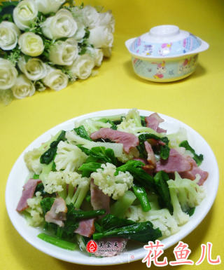 油菜蕻培根炒花菜的做法