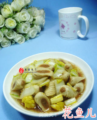 海鱼肉卷炒娃娃菜的做法