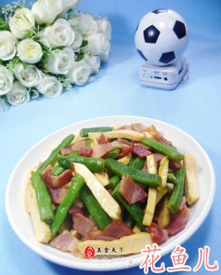豆腐干培根炒梅豆的做法