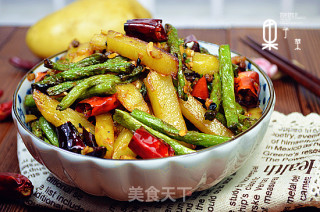 薯香干煸豇豆的做法