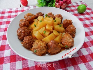 茄汁土豆烧肉圆的做法