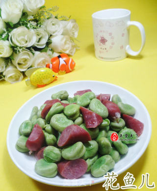 脆皮肠炒蚕豆的做法