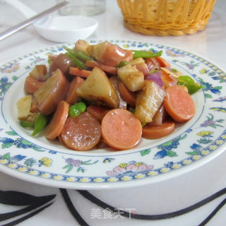 茄子炒火腿的做法