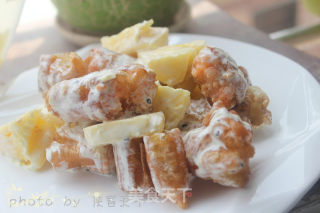 菠萝油条虾的做法