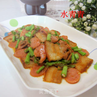 肉花肠腊肉鲜豆角混炒－－混搭菜的做法
