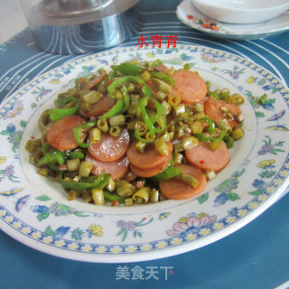 咸豆角炒肉花肠的做法