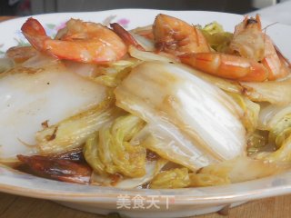 虾炒白菜的做法