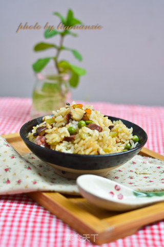 腊肠豌豆焖饭的做法