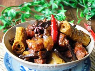 豆筋棍烧肉的做法