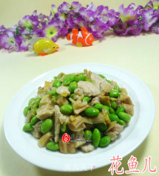 五花肉羊尾笋炒毛豆的做法
