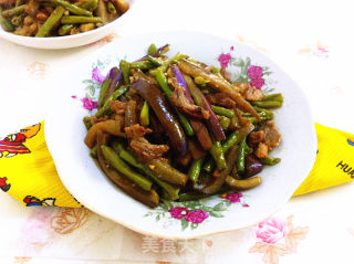 茄子豇豆炒肉的做法