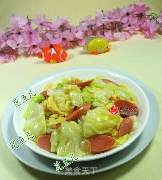 火腿肠鸡蛋炒圆白菜的做法