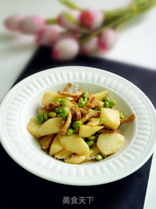 毛豆淮山炒肉丝的做法