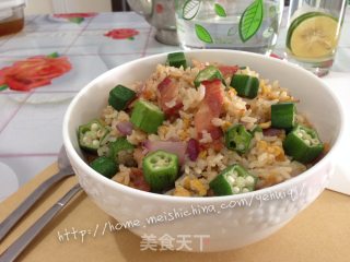【培根秋葵炒饭】----百变剩米饭的做法